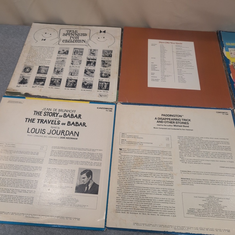Vintage Childrens Vinyl Record Lot Paddington Babar Golden Books 6 LP Collection - Picture 4 of 5